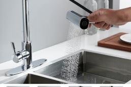 Kitchen Faucet Pull Down 4 Modes(Sweep/Stream/Waterfall/Rainfall) Chrome Kitchen Faucets Pull Out Sprary High Arc